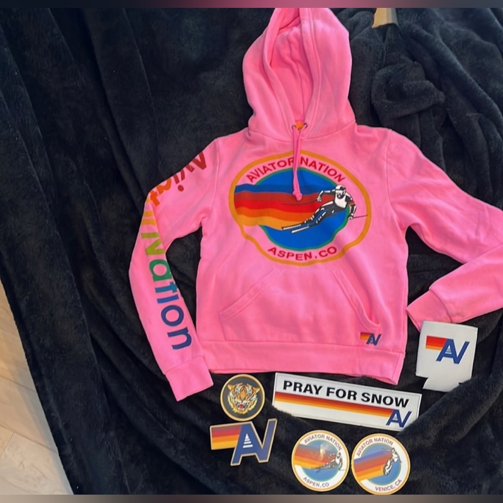 Aviator Nation Hot Pink Hoodie⚡️! XS 💖 worn 1 time! smoke and pet free home!